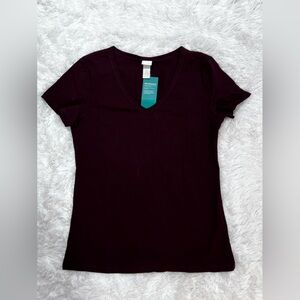 NWT H&M Maroon v-neck tee